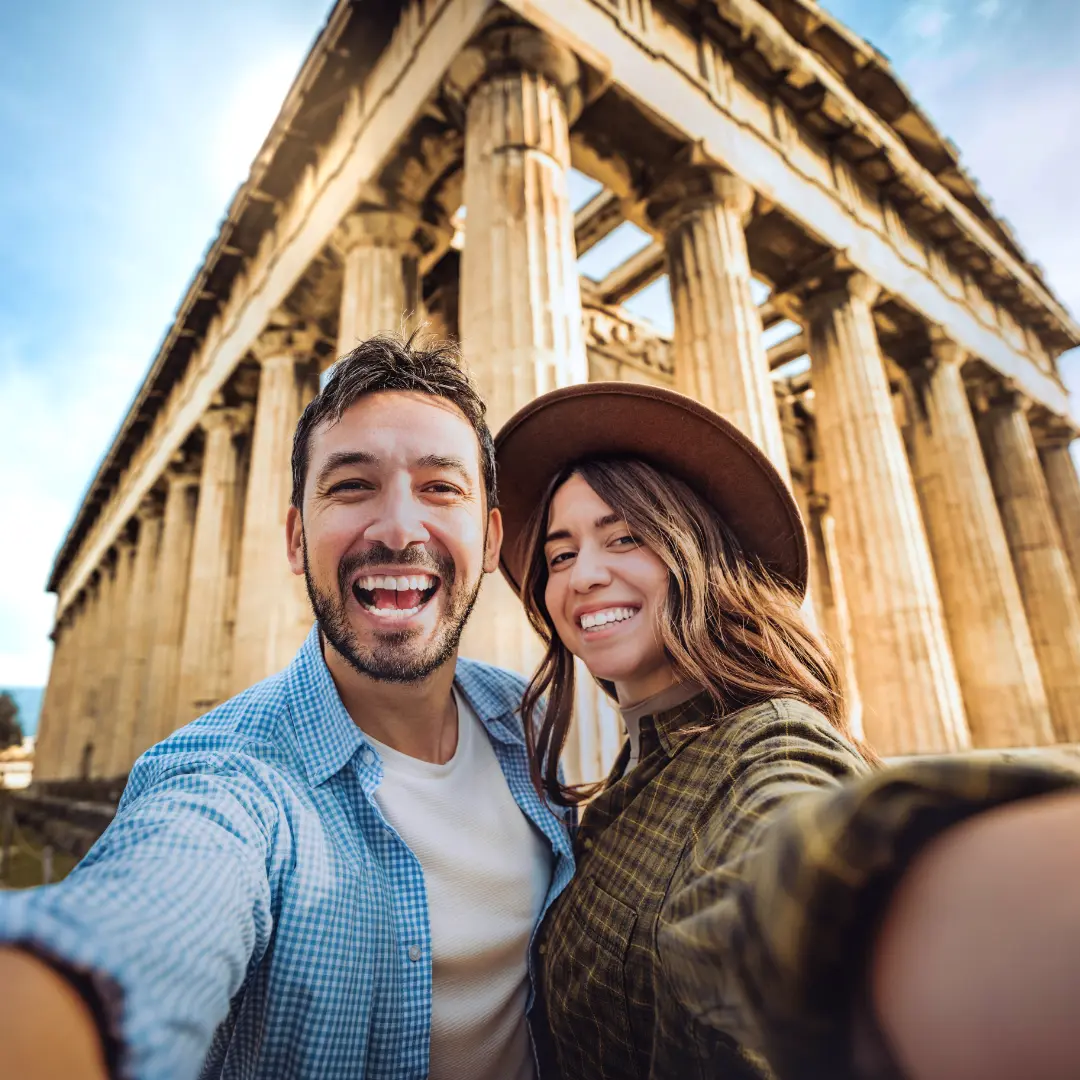 Happy tourist couple